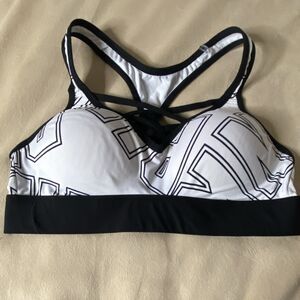 Ultimate Wireless Crossback Sports Bra White Black Pink S C75 Geometric